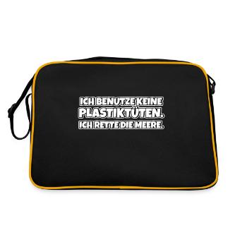 Keep The Sea Plastic Free Umweltschutz Meer retten - Retro Tasche - Schwarz/Gold - Hinten