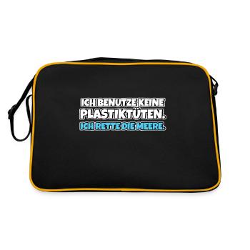 Keep The Sea Plastic Free Umweltschutz Meer retten - Retro Tasche - Schwarz/Gold - Hinten
