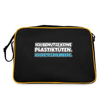 Keep The Sea Plastic Free Umweltschutz Meer retten - Retro Tasche - Schwarz/Gold - Hinten