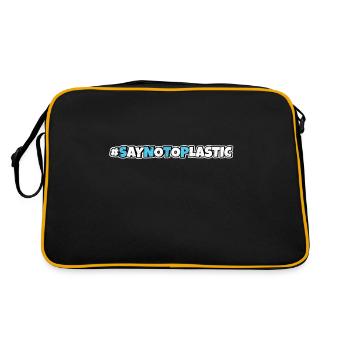 Say No To Plastic Umweltschutz Rettet die Meere - Retro Tasche - Schwarz/Gold - Hinten
