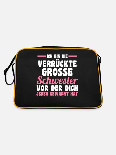 Geschwister Familie Schwestern Schwester - Retro Tasche - Schwarz/Gold - Hinten