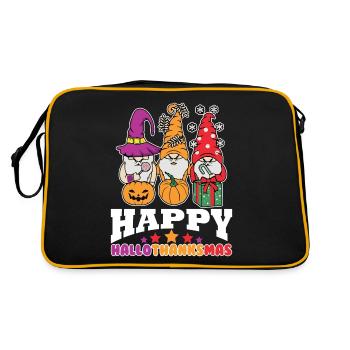 Happy Hello Thanksmas Halloween Thanksgiving Xmas - Retro Bag - black/gold - Back