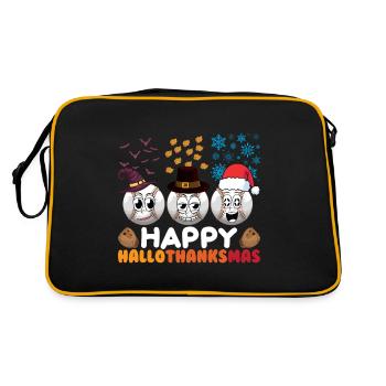 Happy Hello Thanksmas Halloween Thanksgiving Xmas - Retro Bag - black/gold - Back