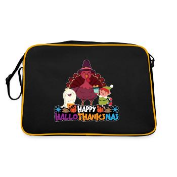 Happy Hello Thanksmas Halloween Thanksgiving Xmas - Retro Bag - black/gold - Back