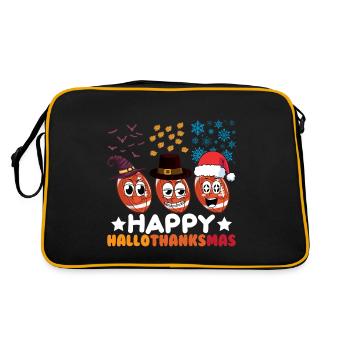 Happy Hello Thanksmas Halloween Thanksgiving Xmas - Retro Bag - black/gold - Back