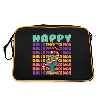 Happy Hello Thanksmas Halloween Thanksgiving Xmas - Retro Bag - black/gold - Back