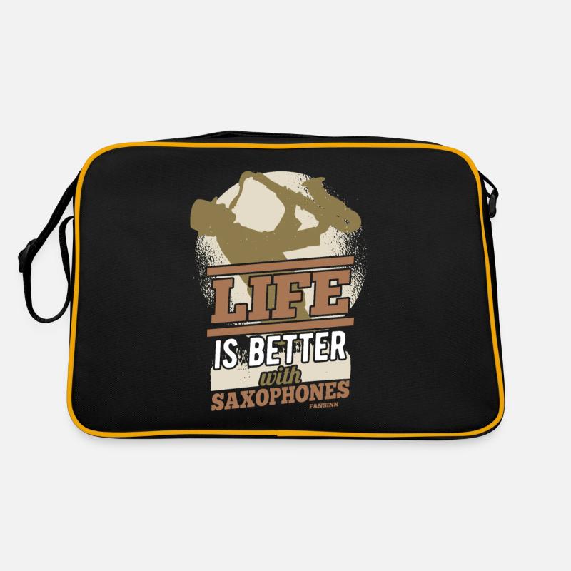 Life Is Better With Saxophones - Retro Tasche - Schwarz/Gold