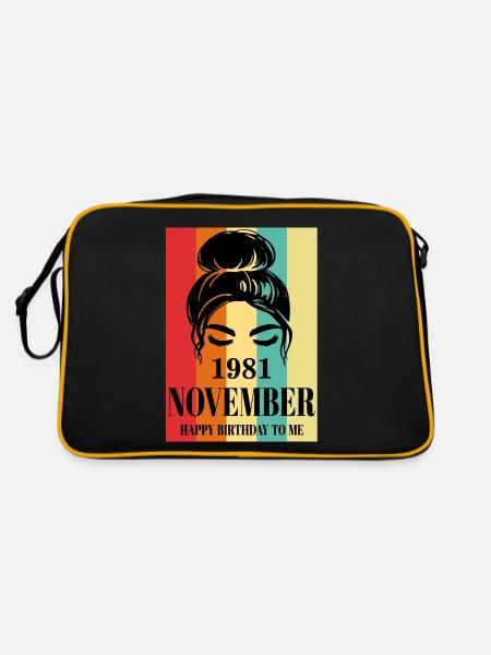 November 1981 Happy Birthday To Me - Retro Tasche - Schwarz/Gold - Hinten