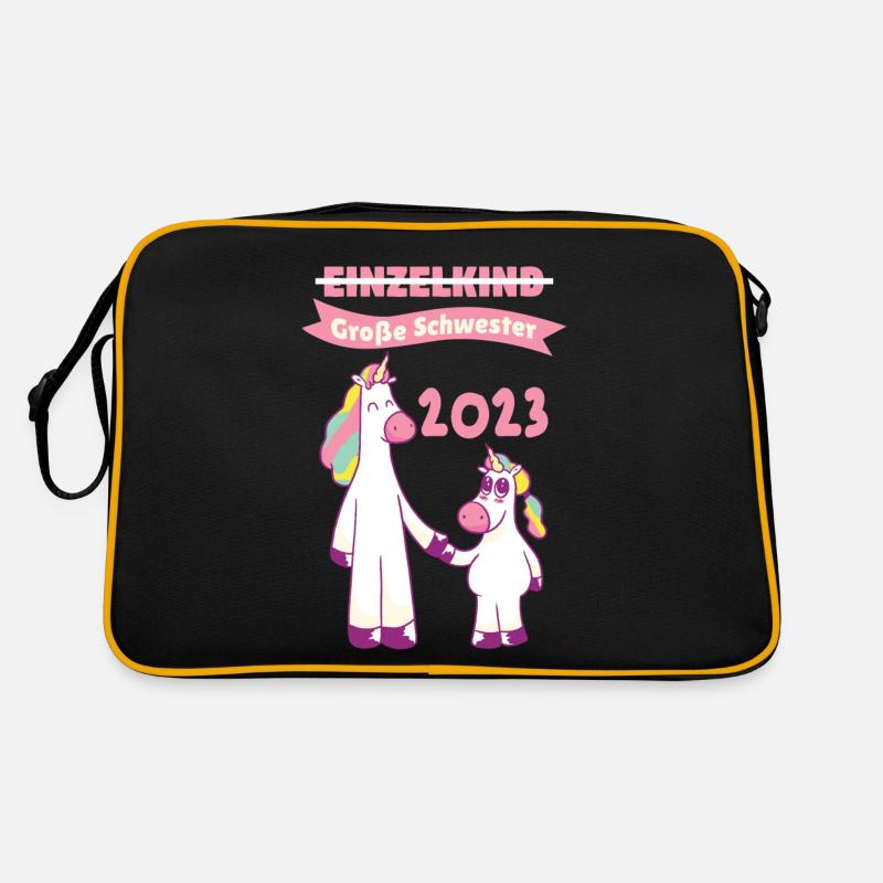 Schwester 2023 Einhorn Werdende Schwester Retro Tasche