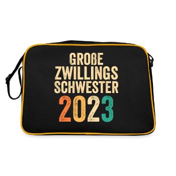 Zwillings Schwester 2023 Schwanger Werdende Schwes - Retro Tasche - Schwarz/Gold - Hinten
