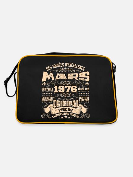 Anniversaire Vintage Né(e) en Mars 1976 - Sac Retro - noir/or - Dos