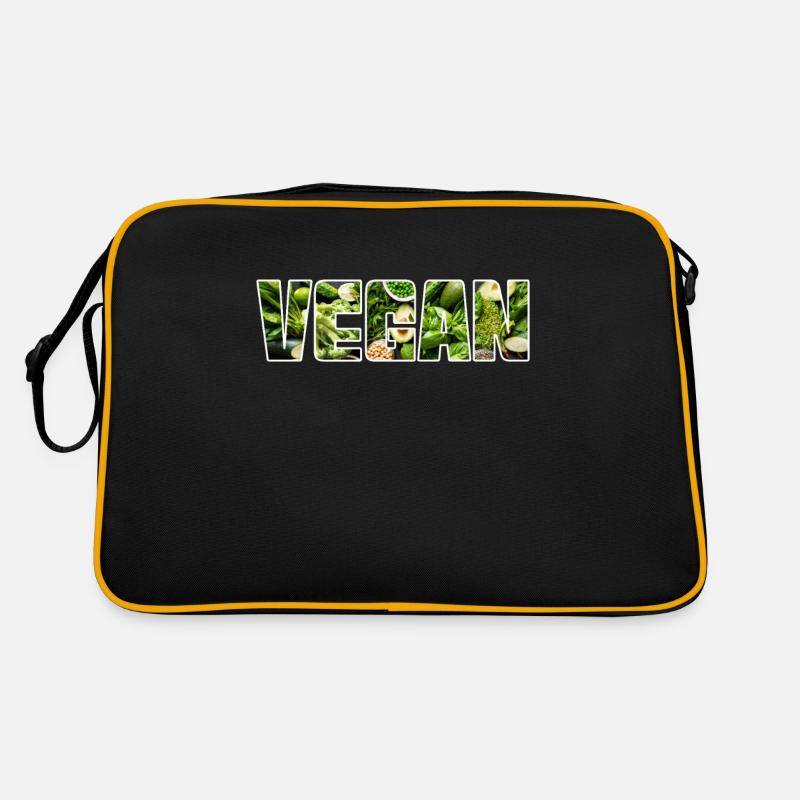 Vegan - Retro Tasche - Schwarz/Gold