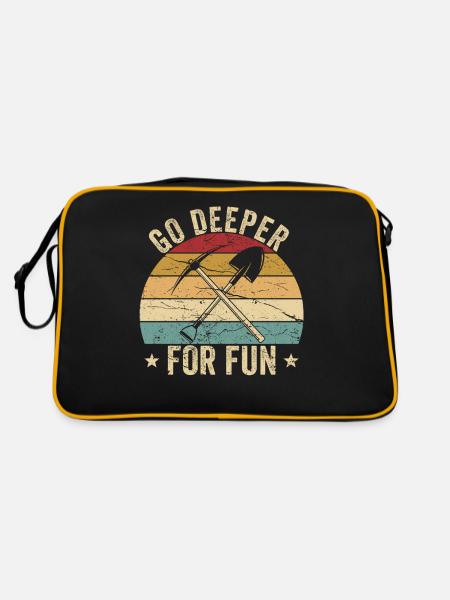 Drôle de géologue à la chasse aux pierres - Sac Retro - noir/or - Dos