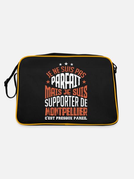 Cadeau Supporter de Montpellier Foot - Sac Retro - noir/or - Dos