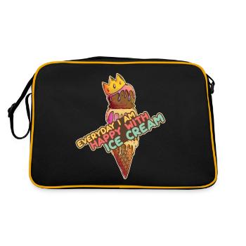Eiscreme logo Sommer Softeis Geschenkidee - Retro Tasche - Schwarz/Gold - Hinten
