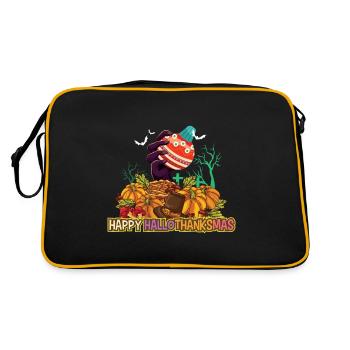 Happy Hello Thanksmas Halloween Thanksgiving Xmas - Retro Bag - black/gold - Back