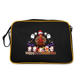 Happy Hello Thanksmas Halloween Thanksgiving Xmas - Retro Bag - black/gold - Back