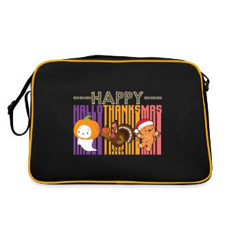 Happy Hello Thanksmas Halloween Thanksgiving Xmas - Retro Bag - black/gold - Back