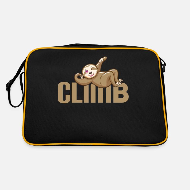 Bouldern, Klettern, Freiklettern Faultier Boulder - Retro Tasche - Schwarz/Gold
