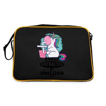 Facilement distrait par la licorne - Sac Retro - noir/or - Dos