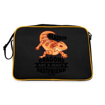 Bartagame Australien Terrarium Reptil - Retro Tasche - Schwarz/Gold - Hinten