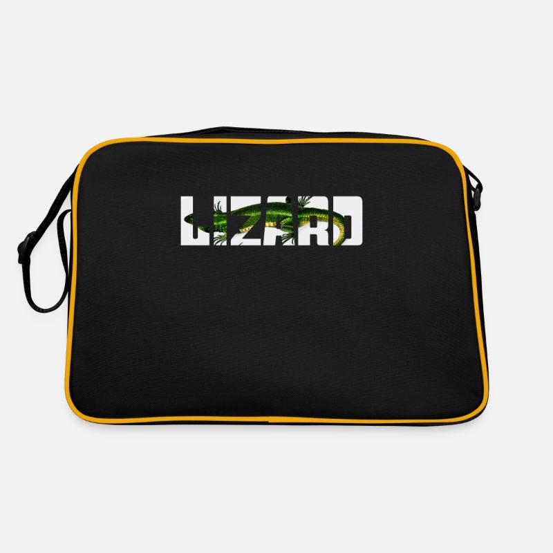 Eidechse - Retro Tasche - Schwarz/Gold