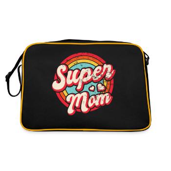 Retro Vintage Super Mom, 60er 70er 80er 90 Party - Retro Tasche - Schwarz/Gold - Hinten