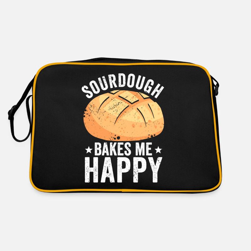 Lustiger Brotbacken-Bäcker - Retro Tasche - Schwarz/Gold