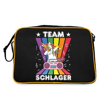 Volksmusik Party Dorffest Ouftit Deutsche Schlager - Retro Tasche - Schwarz/Gold - Hinten