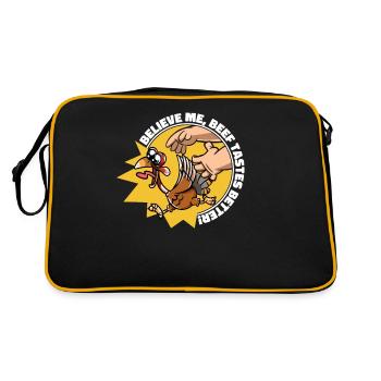 Believe Me, Beef Tastes Better Funny Thanksgiving - Retro Tasche - Schwarz/Gold - Hinten