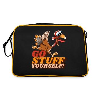 Stuff Yourself Running Turkey Funny Thanksgiving - Retro Bag - black/gold - Back