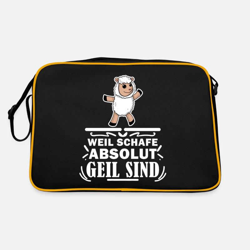 Schafe Schaf Schafzüchter Geschenk - Retro Tasche - Schwarz/Gold