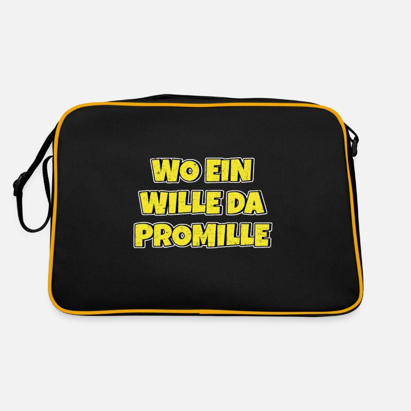 Lustiger Trinkspruch Wo ein Wille da Promille Bier Retro Tasche