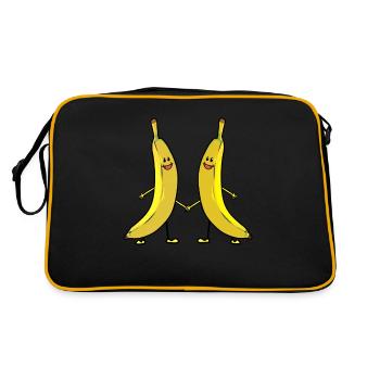 süße Bananen Obst Früchte Nahrungsmittel Kinder - Retro Tasche - Schwarz/Gold - Hinten