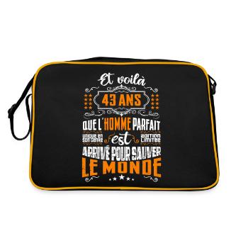 43 ans, Homme parfait, cadeau anniversaire 43ans - Sac Retro - noir/or - Dos