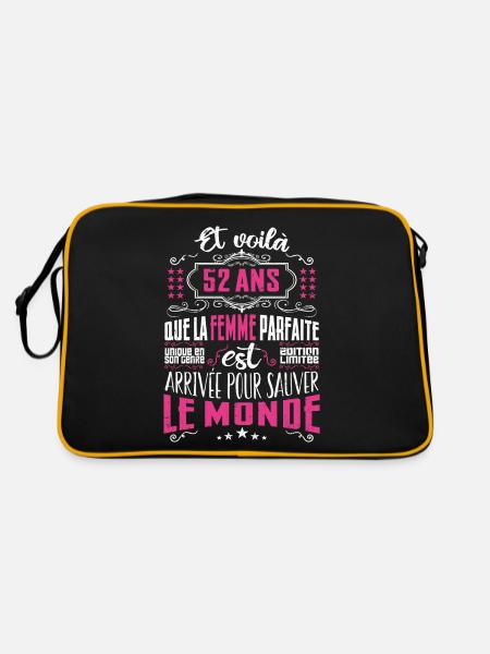 52 ans, Femme parfaite, cadeau anniversaire 52ans - Sac Retro - noir/or - Dos