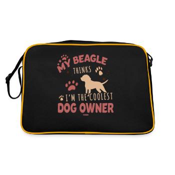 Mein Beagle denkt ich bin der coolste Hundehalter - Retro Tasche - Schwarz/Gold - Hinten