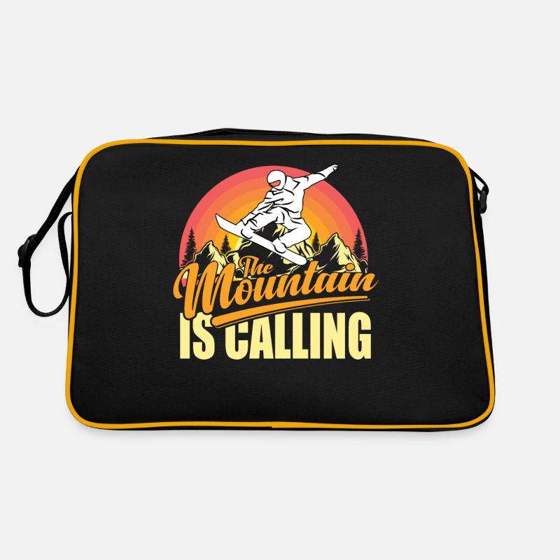 The Mountain Is Calling Snowboarding Retro Tasche