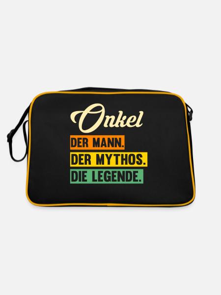 Patenonkel Pate Onkel - Retro Tasche - Schwarz/Gold - Hinten
