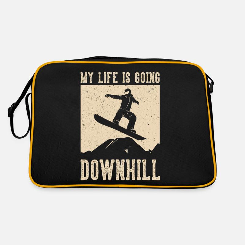 My Life Is Going Downhill Snowboarding Retro Tasche