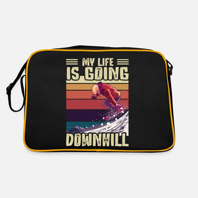 My Life Is Going Downhill Snowboarding Retro Bag