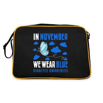 in November we wear blue, diabetes awareness - Retro Bag - black/gold - Back