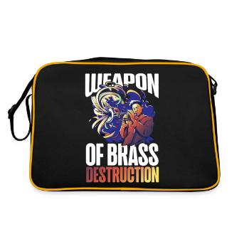 Trumpet Player Pun Weapon Of Brass - Retro Tasche - Schwarz/Gold - Hinten