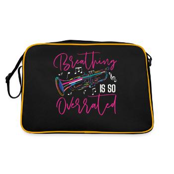 Trumpet Player Breathing Is So - Retro Tasche - Schwarz/Gold - Hinten