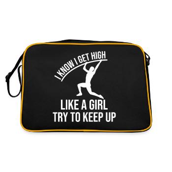 Lustiger Stabhochsprung Stabhochsprung - Retro Tasche - Schwarz/Gold - Hinten