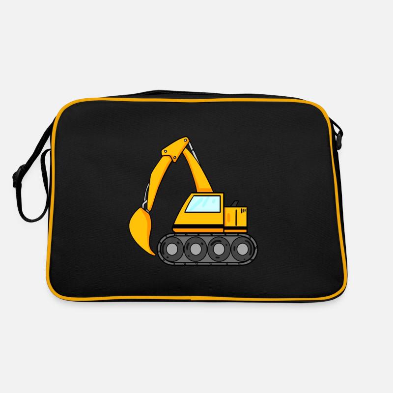 Löffelbagger Ausgräber Bagger Baumaschine - Retro Tasche - Schwarz/Gold