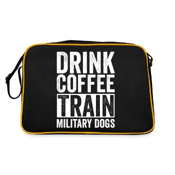 Boire Du Café, Train, Chiens Militaires, Officier De Police - Sac Retro - noir/or - Dos