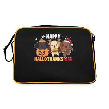 Happy Hallothanksmas Labrador Weihnachten - Retro Tasche - Schwarz/Gold - Hinten