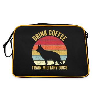 Militärischer Hundetrainer Kaffee trinken Vinta - Retro Tasche - Schwarz/Gold - Hinten