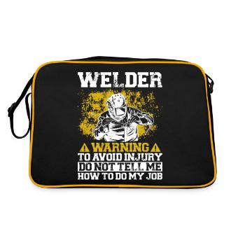 Welder Welding Vintage Welder - Retro Tasche - Schwarz/Gold - Hinten